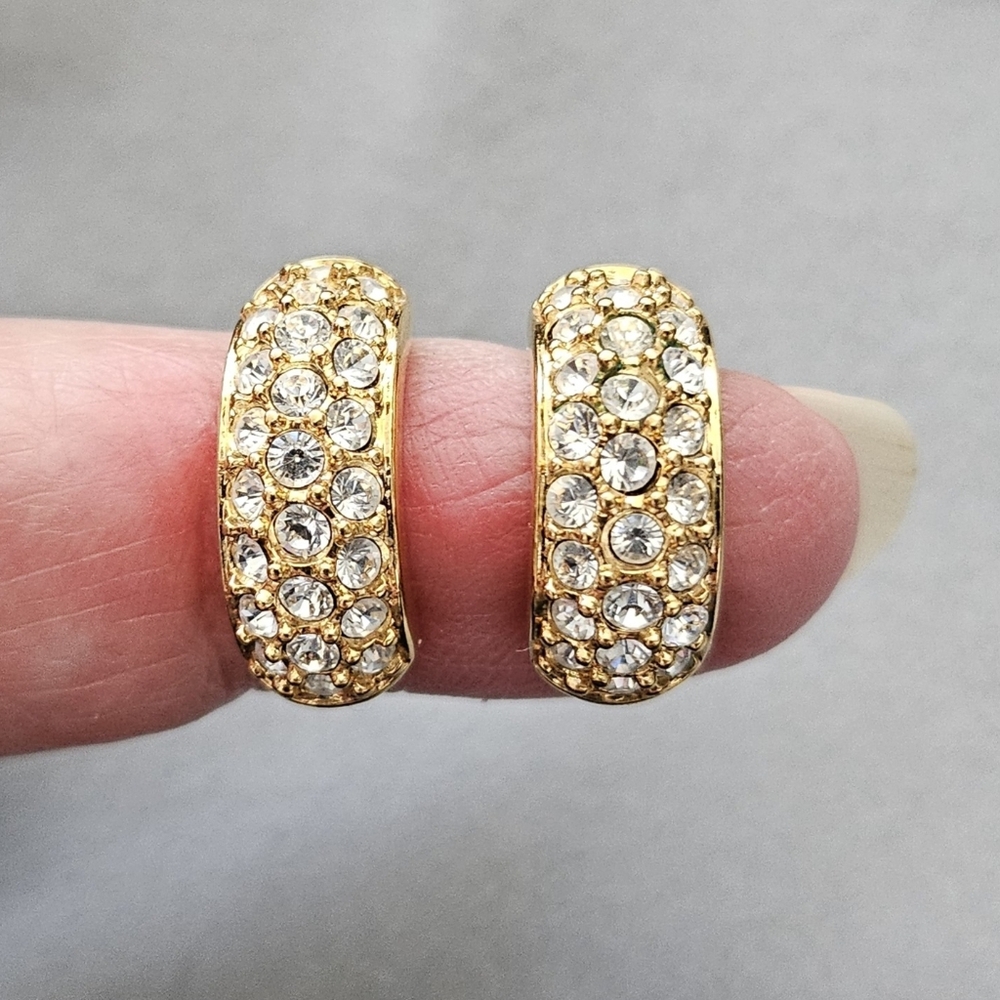 Swarovski Gold-Tone Crystal Cluster Pierced Earrings